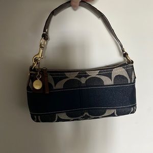 Authentic Vintage Coach Purse: Denim Signature Line- Color: Navy Blue